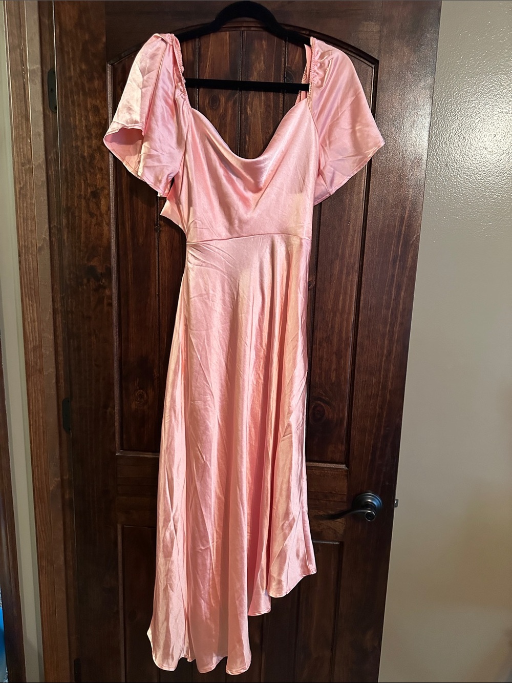 NWT- Selfie Leslie Women's Peach Cowl Neck Midi Dress